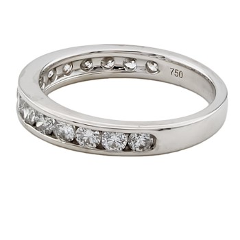 18ct white gold Diamond 1.00cts half eternity Ring size O